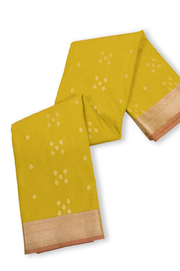  Warm Golden Yellow Kanjivaram Vegan Silk Saree 10075592