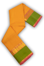 Royal Gold Yellow Kanjivaram Pure Silk Saree WIth Zari Peacock Border 10075603