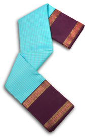 Vivid Cyan Korvai Kanjivaram Silk Saree 10075642