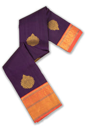 English Violet Korvai Kanjivaram Silk Saree 10075658
