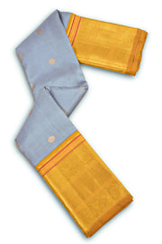 Cadet Gray Korvai Kanjivaram Silk Saree 10075667