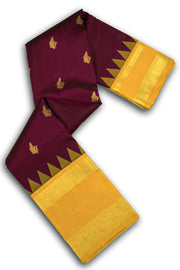 Rosewood Red Korvai Kanjivaram Silk Saree 10075671