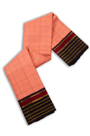 Peach Korvai Pure Zari Kanjivaram Silk Saree 10076126