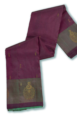 Marron Kanjivaram Pure Silk Saree with Contrast Pallu 10074825