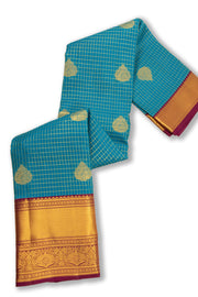 Blue Kanjivaram Pure Silk Saree with Contrast Pallu 10074829