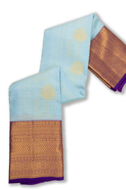 Blue Kanjivaram Pure Silk Saree with Contrast Pallu 10074830