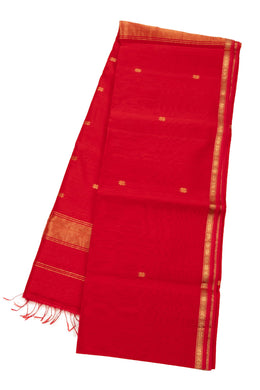 Red Maheshwari Silk Cotton Saree 10073128