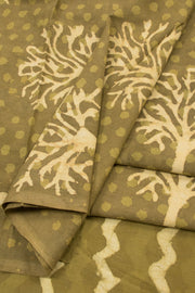 Green Dabu Printed Cotton Salwar Suit Material  - Avishya