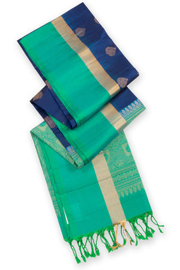 Blue Handloom Kanjivaram Soft Silk Saree 10075677