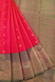 Pinkish Red Handloom Kanjivaram Soft Silk Saree 10062451