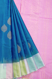 Blue Handloom Kanjivaram Silk Saree 10070716 - Avishya