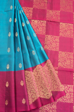 Blue Handloom Kanjivaram Silk Saree 10070718  - Avishya