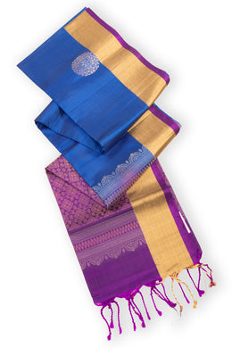 Blue Handloom Kanjivaram Soft Silk Saree 10075680