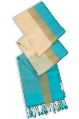 Cream Handloom Kanjivaram Soft Silk Saree 10075681
