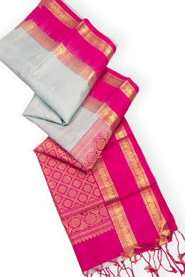 Grey Handloom Kanjivaram Soft Silk Saree 10075689
