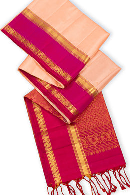 Cream Handloom Kanjivaram Soft Silk Saree 10075692