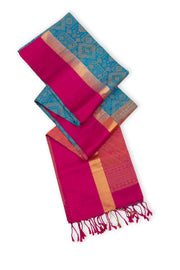 Blue Handloom Kanjivaram Nakashi Soft Silk Saree 10075699