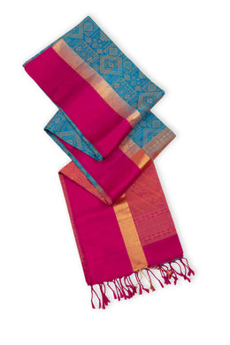 Blue Handloom Kanjivaram Nakashi Soft Silk Saree 10075699