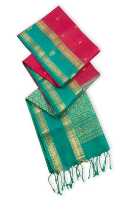 Reddish Pink Handloom Kanjivaram Soft Silk Saree 10075701