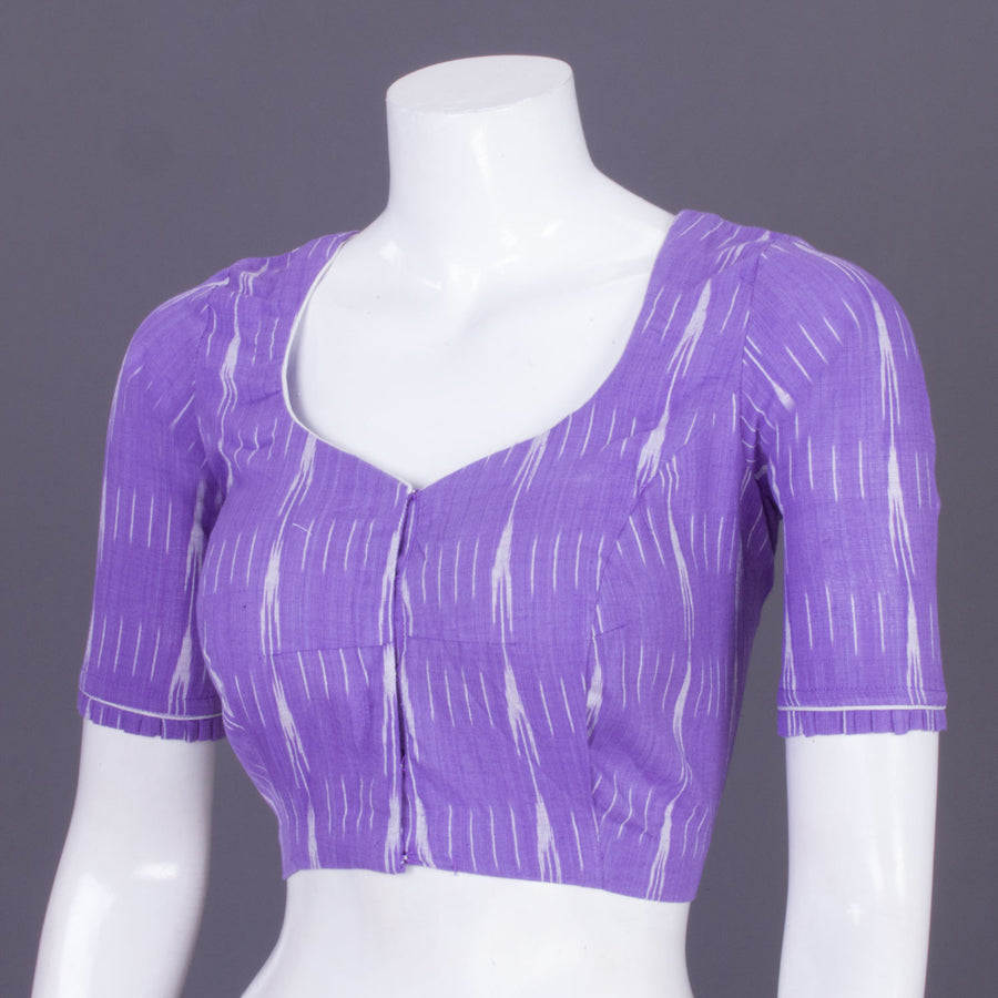 Lavender Handcrafted Ikat Cotton Blouse Without Lining 10069964 - Avishya