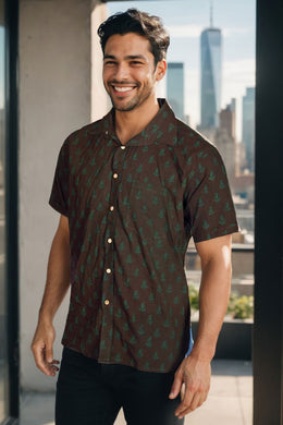 Maroon Bagh Printed Half Sleeve Men's Cotton Shirt 10075455