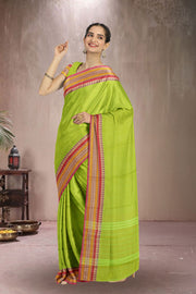 Green Handloom Chettinad Cotton Saree Without Blouse 10075146