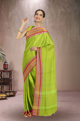 Green Handloom Chettinad Cotton Saree Without Blouse 10075146