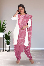 Mauve Bandhani Mirror Work 3 - Piece Salwar Suit Material 10075480