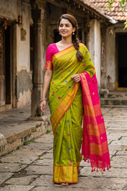 Green Kanjivaram Silk Cotton Saree 10077970