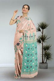 Beige Bengal Handwoven Cotton Saree 10075351