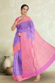  Periwinkle Purple Korvai Kanjivaram Silk Saree 10075624