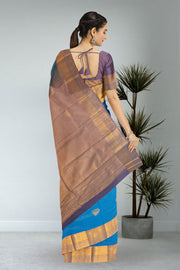 Blue Kanjivaram Vegan Silk Saree 10076025