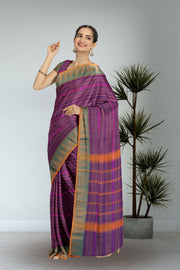 Purple Handloom Chettinad Cotton Saree 10075078