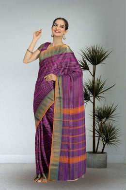 Purple Handloom Chettinad Cotton Saree 10075078