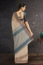 Beige Art Silk Kanjivaram Saree With Checks Design 10076307