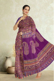 Purple Kashmiri Printed Silk Saree 10075981