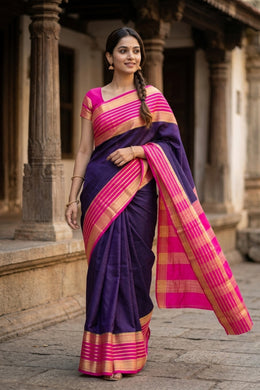 Deep Voilet Semi Mysore Crepe Silk Saree 10077823 