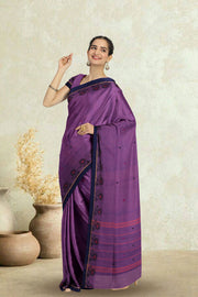 Violet Handloom Chettinad Cotton Saree Without Blouse 10075162