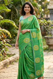 Light Green Gadwal Kuttu Silk Saree 10077060
