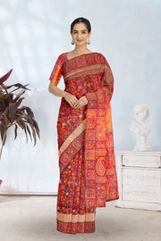 Red Handloom Kashmir Kani Silk Saree 10075400