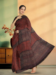 Maroon Jahota Print Kota Cotton Saree 10074192