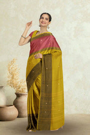 Yellow Handloom Chettinad Cotton Saree Without Blouse 10075188