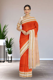 Orange Gadwal Kuttu Silk Saree 10075423