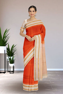 Orange Gadwal Kuttu Silk Saree 10075423
