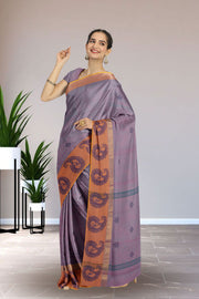 Violet Handloom Chettinad Cotton Saree Without Blouse 10075182