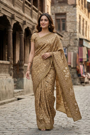 Olive Gold Kani Printed Silk Saree 10077870