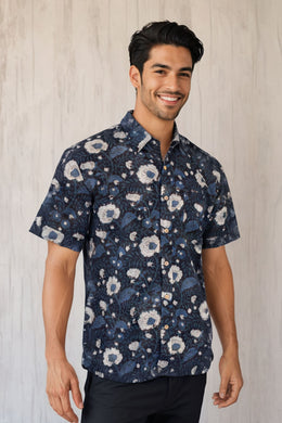 Green Half Sleeve Jahota Printed Cotton Mens Shirt 10074317