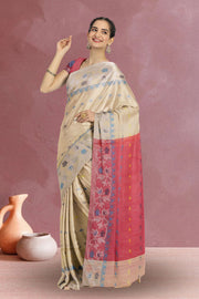 Beige Bengal Handwoven Cotton Saree 10075319