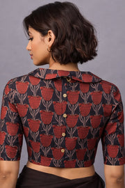 Black Jahota Printed Cotton Blouse 10073332