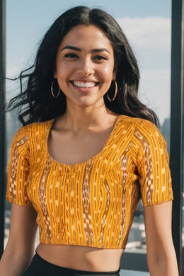 Yellow Odisha Ikat Cotton Blouse 10075029